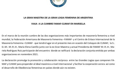 La S:.G:.M:. de la G:.L:.F:.A:. viaja a la Cumbre FAMAF-CLIMAF en Marsella